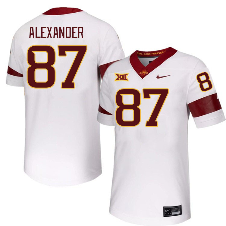 Men #87 Cooper Alexander Iowa State Cyclones College Football Jerseys Stitched-White